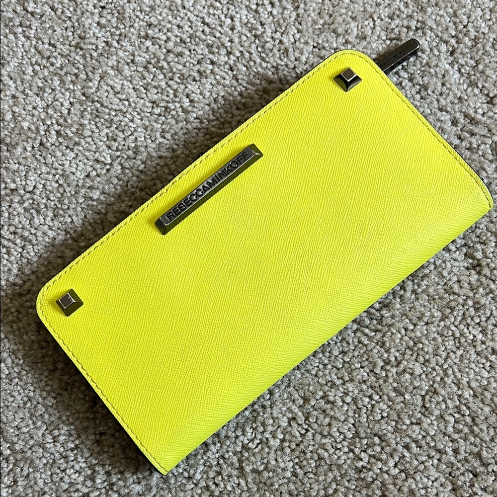 Rebecca Minkoff bright yellow snap close wallet